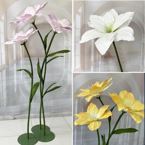 Fiore di carta di grandi dimensioni 3 pezzi Fiore di giglio gigante per la decorazione del matrimonio Bridal Shower Stage Sala di nozze Sfondo Puntelli Decorazione della camera d'albergo
