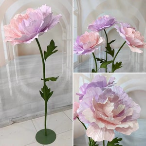 Peonia gigante, teste di fiori di carta, set da 3 pezzi, 60 cm di larghezza, fiori artificiali per decorazioni di eventi, addio al nubilato, feste di compleanno, fondali per palcoscenici