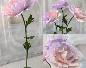 Giant Peony Paper Flower Heads 3Pcs Set 60cm wide Artificial Flowers for Event Decoration Bridal Shower Birthday Party Stage Backdrop Decor