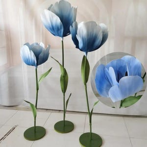 Reuzentulp bloemen 3 stuks bloemhoofdjes met bloemenstandaard Eva Foam waterdichte tulpen voor buiten bruiloft boog decor podium achtergrond decoratie