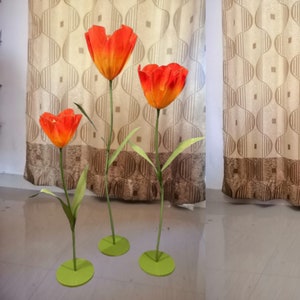 Tulipes artificielles capitules 3 pièces pour toile de fond de fête de mariage décoration d'événement floral mise en page de fenêtre