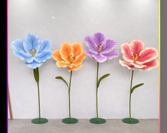 Fleur artificielle de tulipe géante avec étamine pour décoration extérieure, fleur imperméable en PE pour mariage, décors de studio, décoration d'accessoires de scène