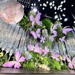 Farfalle di carta giganti, set da 3 pezzi, farfalle con ali larghe, arte decorativa per servizi fotografici di matrimonio, feste di compleanno, eventi, fondali per palcoscenici