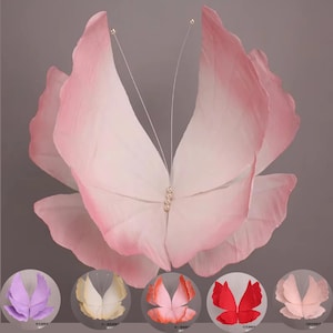 Farfalla gigante a doppia cerniera, farfalla di carta con antenne di perle per decorazioni di compleanno, fondale per matrimoni, baby shower, decorazioni per palchi di battesimo
