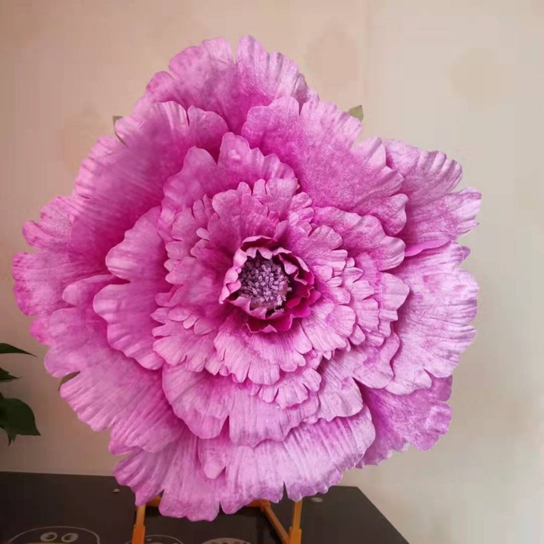 Samt Pfingstrose 100 cm Große Kunstblume mit Blatt für Hochzeit Event Dekor Blumenschmuck Hotelzimmer Dekoration Geburtstagsgeschenk Purple