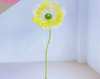 Oversized Artificial Yarn Flower 80cm Head Diameter and 180cm Height Included Iron Base for First Birthday Wedding Stage Event Floral Décor