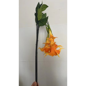 Fiore di tromba degli angeli 2 steli-rami fiori di datura artificiali al tatto reale per decorazioni per feste di matrimonio decorazioni per eventi composizioni floreali