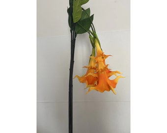 Angels Trumpet Flower 2 Stem-Branch Real Touch Artificial Datura Flowers for Wedding Party Decoration Event Decor Floral Arrangements