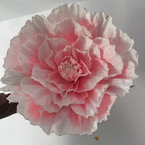 Flor de peonía de terciopelo de gran tamaño, flores de papel grandes de 60 cm con bordes de espuma para despedida de soltera, primer cumpleaños, oficina, habitación de hotel, decoración de eventos imagen 4