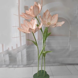 Fiore di ninfea gigante, testa di fiore di carta di grandi dimensioni, set da 3 pezzi per decorazione di sfondo per matrimonio, festa di compleanno, composizione floreale