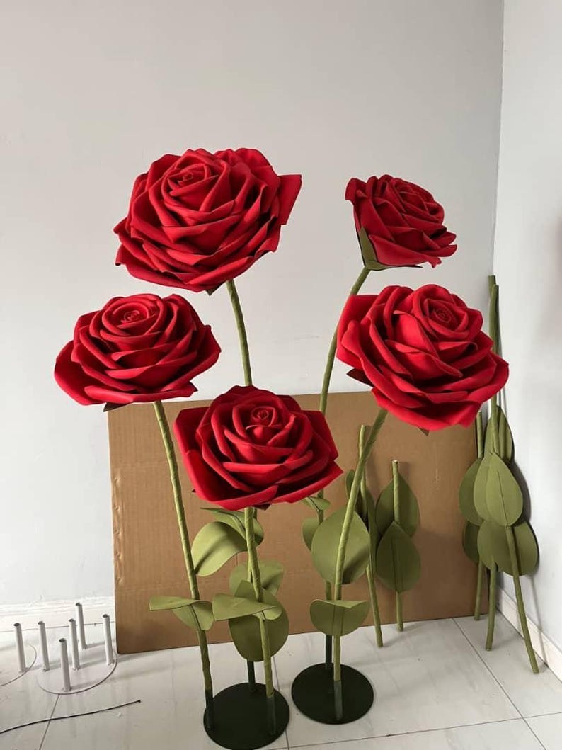 Giant Rose Flower Head With Stem and Base, Customizable Bloom for ...