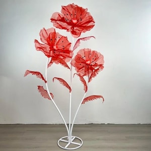 Fiori di papavero giganti, set da 3 pezzi con supporto, fiori artificiali per sfondo per sala da matrimonio, decorazione per eventi di compleanno, baby shower