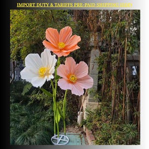 Giant Poppy Flowers, 24-Inch Double Layer Paper Flower Heads with Stems and Bases, for Event Decoration, Floral Arrangement Photography
