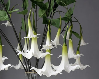 Angels Trumpet Flower 2 Stem-Branch Real Touch Artificial Flowers for Wedding Party Decoration Event Decor Floral Arrangements