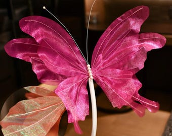 Mariposa grande de 50 cm de tamaño de ala, mariposa de gasa brillante para decoración de fiestas de cumpleaños, despedidas de soltera, bodas, sesiones de fotos y telón de fondo para escenarios.