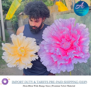 Fiori di peonia in velluto, 80 cm di larghezza, testa di fiore artificiale con stelo in PVC per decorazioni per eventi nuziali, composizioni floreali, decorazioni per camere d'albergo.