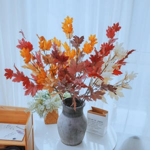Foglia d'acero a singolo ramo con 3 forchette, altezza 94 cm, foglie autunnali per decorazione in stile autunnale, vaso per fiori, arredamento autunnale realistico per la casa, regalo per lei