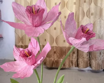 Flor de papel gigante, cabezas de flores de Narciso de gran tamaño, 3 piezas para decoración para evento de boda, decoración de fondo de fiesta, diseño de escenario