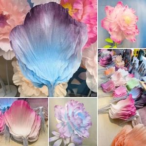 Petali di fiori di peonia di carta fai da te, set da 10 pezzi, grandi petali di carta crespa per progetti fai da te, decorazioni natalizie, decorazioni per feste di compleanno, cameretta per bambini