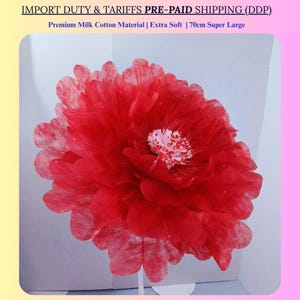 Giant Peony Flower 28&quot; inch Width Milk Cotton Material Flower With Stem for Photoshoots Wedding Decoration Floral Arrangement Event Backdrop