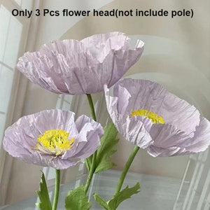 Ensemble de 3 grandes fleurs de pivoine en papier pour décoration d'événement, décoration de toile de fond de noce, chambre d'enfants, décoration florale respectueuse de l'environnement 3Pc light purple