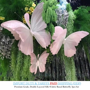 Farfalla gigante di seta, set da 3 pezzi, farfalla a doppio strato, arte decorativa per servizi fotografici di matrimonio, decorazioni per fondali di feste di compleanno