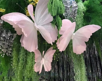 Giant Silk Butterfly 3-Piece Set Double Layered Butterfly Decorative Art for Wedding Photoshoots Birthday Party Event Stage Backdrop Decor