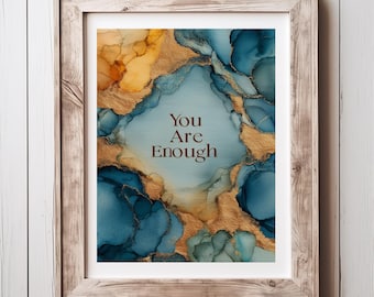 You Are Enough Printable Wall Art | Inspirational Quote Print | Boho Motivational Decor