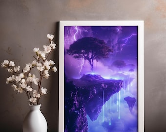 Floating Realms – Surreal Dreamscape Digital Art Print, Fantasy Landscape, AI Wall Art for Home Decor
