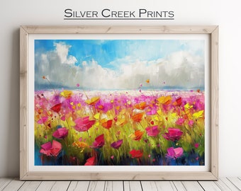 Field of Pink Flowers Printable Digital Art