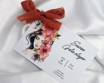 Einladungskarten, Hennaabend, Hochzeitsvorbereitungen, Personalisierte Karten, Einzigartige Einladungen, handgemacht, Kreatives Design