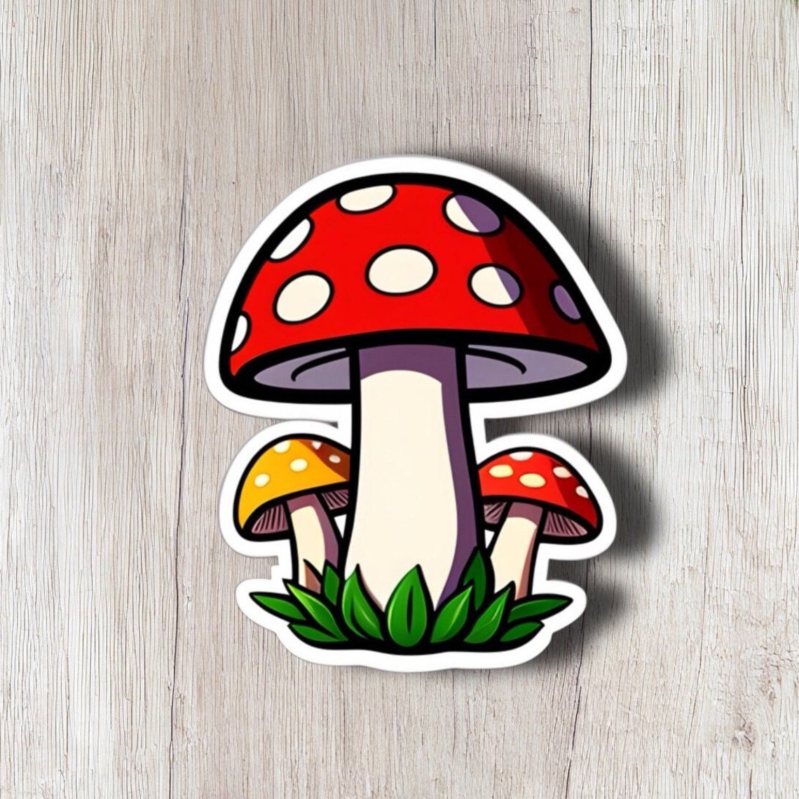 Mushroom Vinyl Sticker, Cute Mushroom Sticker for Laptops, Water ...