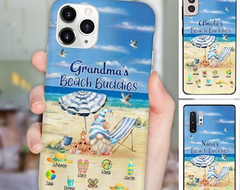 Grandma's Beach Buddies Cute Summer Holidays Gnome Personalized Phone case Perfect Gift for Grandmas Moms Aunties,iPhone,Samsung & Other