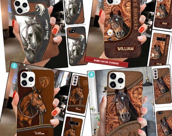 Horse phone Case Personalised fit for iPhone 15 14, 13, 12, 11, Xr, Xs Galaxy S23, S21Fe, S22 Samsung A14, A54, A53, Pixel 7Pro, 7A, 6A