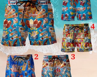 Ice Cream Hawaii Short Pant Ice Cream Beach Short Hawaii Pant, Hawaiian Beach Shorts Mejor regalo de verano para hombre mujer amiga, ropa de verano