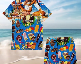 Hawaiian Shirt Ice Cream Hawaiian Shirts Men's Hawaiian Shirt, Ice Cream Shirt, Ice Cream Beach, Hawaiian Beach Shirt, Hawaiian Shirt Summer