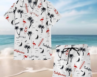 Surfing California Hawaii Shirt | Coconut Hawaiian Shirt | Vintage Hawaiian Shirts | Short Sleeve Button Down Shirt | Vintage Floral Shirt