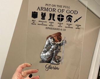 Personalized Woman Warrior Ponytail, Personalized Warrior of God Put OnThe Full Armor Of God Ephesians 6:10 Acrylic Plaque, Inspiration Gift