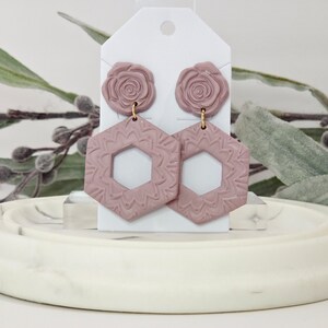 Handmade Jewelry, Clay Earrings, Polymer Clay Earrings, Flower Earrings, Spring Collection,Neutral Earrings, Gift for her