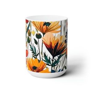 Wildflowers Cottagecore mug, cute Botanical Decor perfect size for morning coffee :)Ceramic Mug, 11oz Gift for nature lover,friend, teacher, image 2