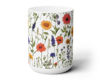 Wildflowers Cottagecore mug, cute Botanical Decor perfect size for morning coffee :)Ceramic Mug, 15oz Gift for nature lover,friend, teacher,