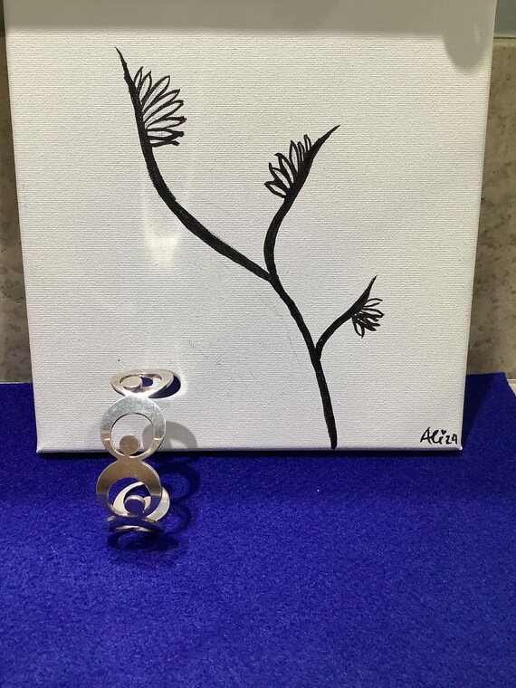 Silvermoon modernist bangle bracelet  silver plat… - image 8