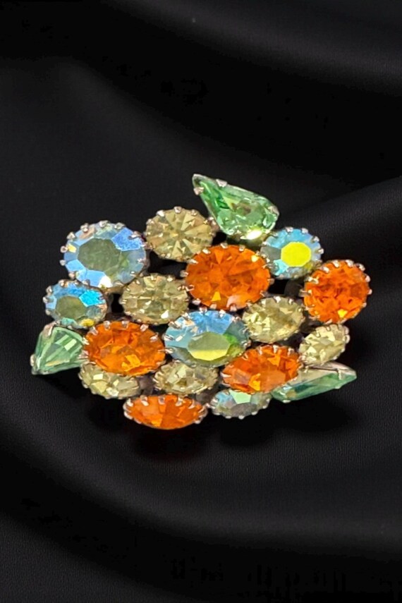 Vintage Warner Unsigned Multicolored Rhinestone b… - image 1