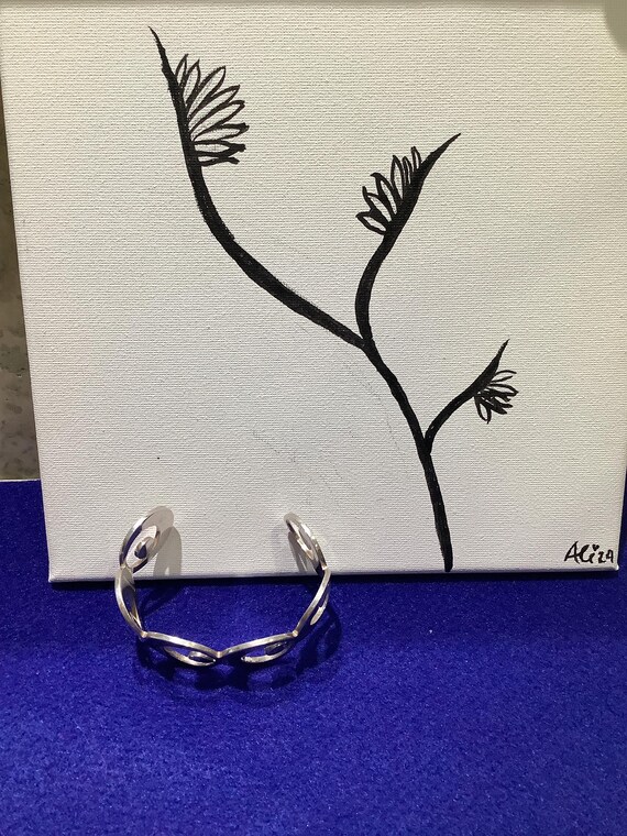 Silvermoon modernist bangle bracelet  silver plat… - image 9