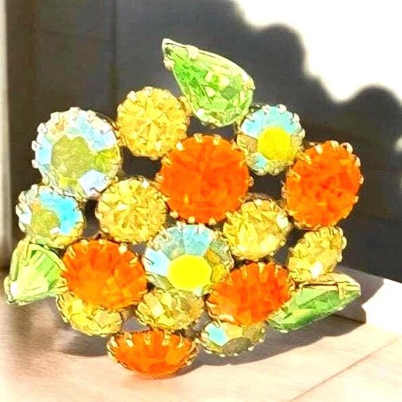 Vintage Warner Unsigned Multicolored Rhinestone b… - image 2