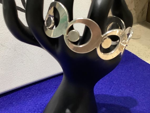 Silvermoon modernist bangle bracelet  silver plat… - image 5