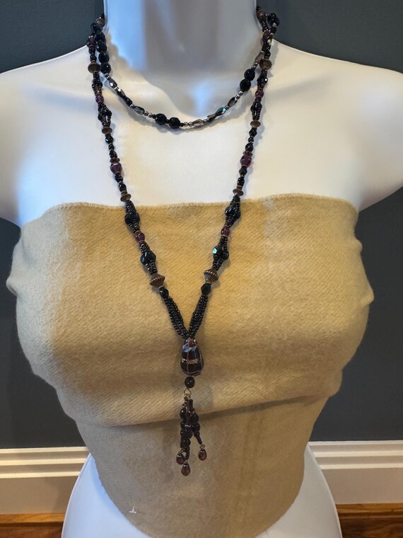 Vintage black Murano wedding cake and second black crystal necklace. View 5