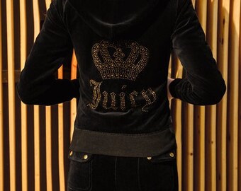 Chándal Juicy Couture - Chándal Y2K de terciopelo, ropa vintage, conjunto de dos piezas de pedrería, estilo de la década de 2000, ropa de salón, Bling, conjunto jugoso Y2K