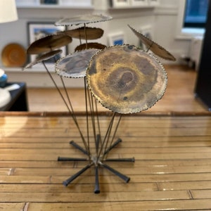 vintage brutalist brass flower sculpture