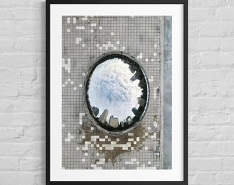 Stampa fotografica aerea del Cloud Gate / Chicago Bean Wall Art / Skyline Reflection Art